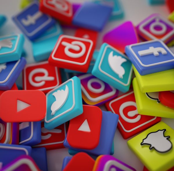 Pile of 3D Popular Social Media Logos