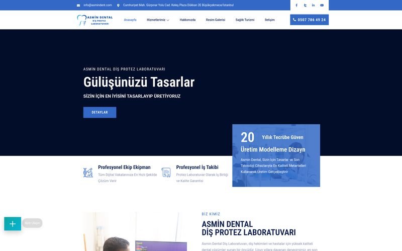 Asmi̇n Protez Lab web sitesi