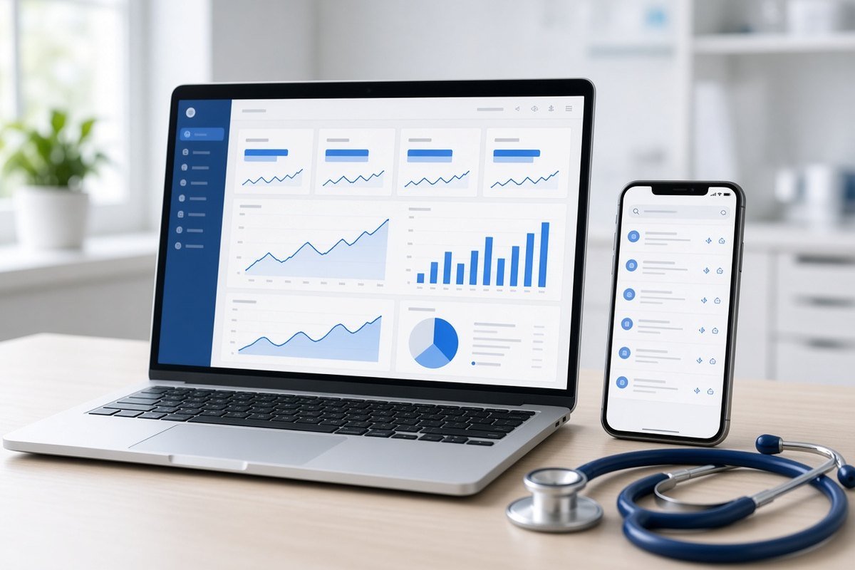 Doktor Google reklam yönetimi – ekranda arama reklamı kampanya grafikleri ve performans paneli